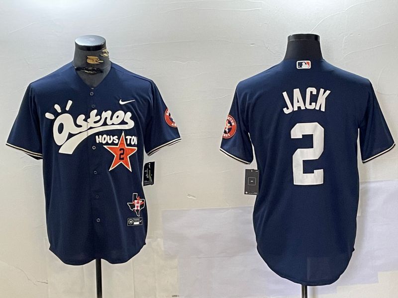 Men Houston Astros #2 Jack Blue Second generation joint name Nike 2024 MLB Jersey style 1->houston astros->MLB Jersey
